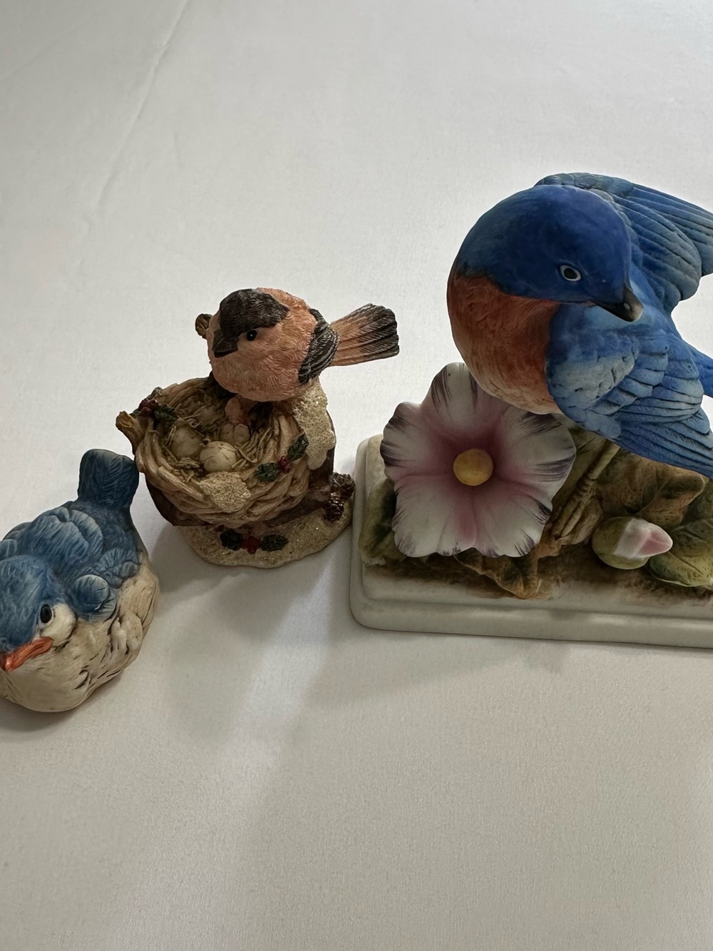 Blue Bird White and Red Porcelain Marked Figurine